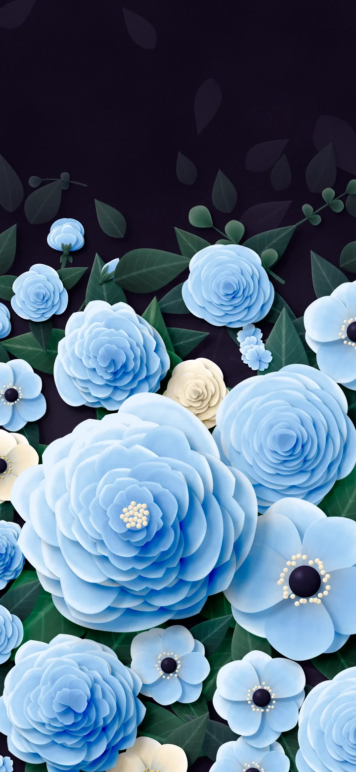 Light Blue Paper Flower Garden wallpaper for iPhone and Android