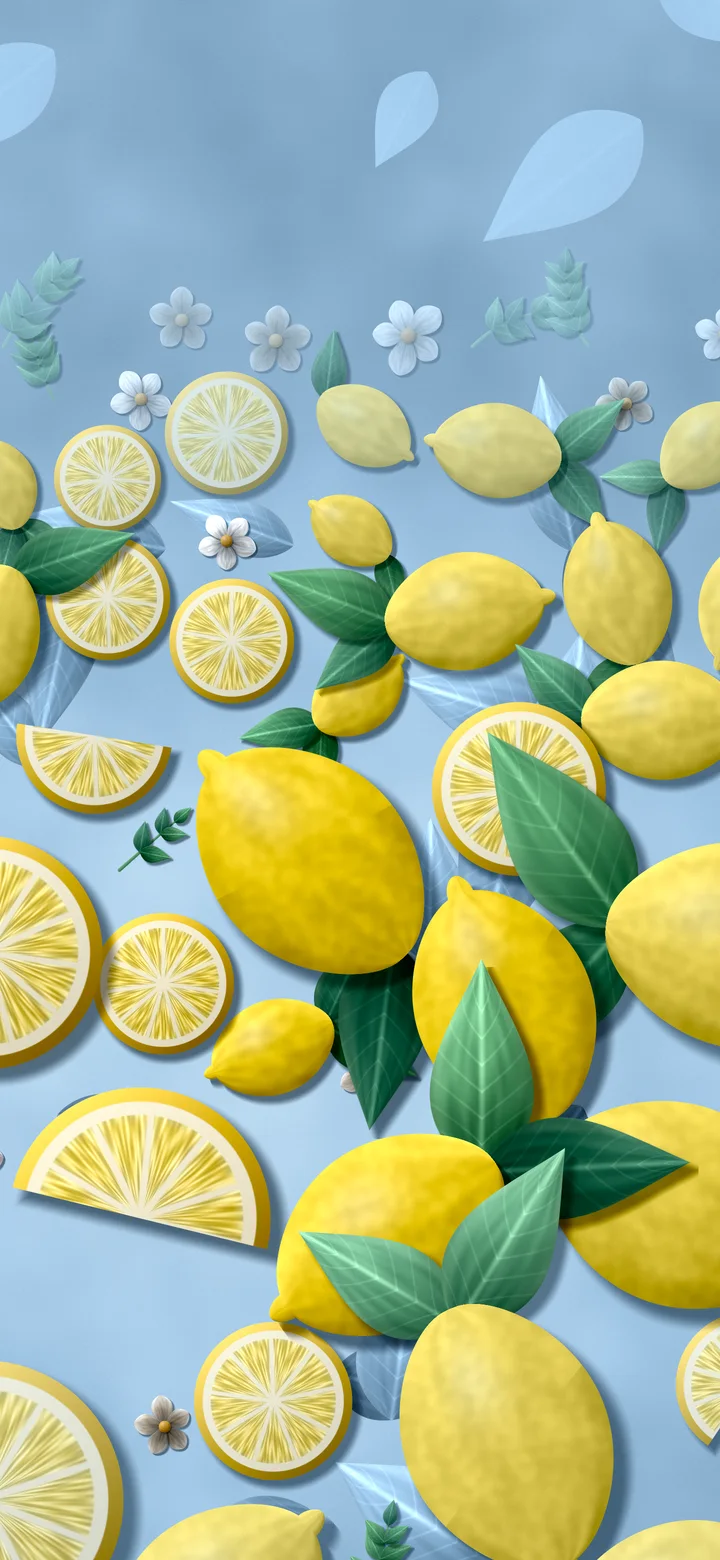 Light Blue Paper Lemon Pattern wallpaper for iPhone and Android
