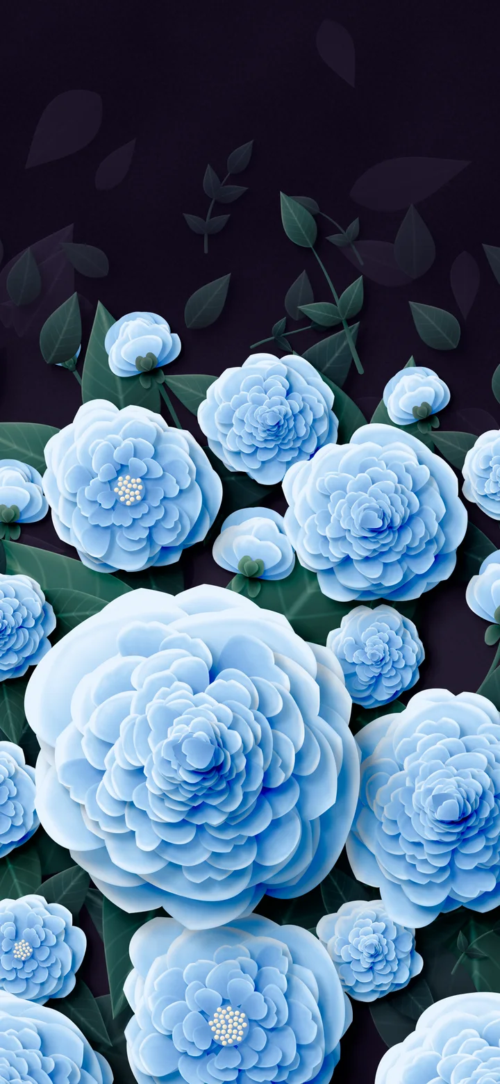 Light Blue Paper Peonies wallpaper for iPhone and Android