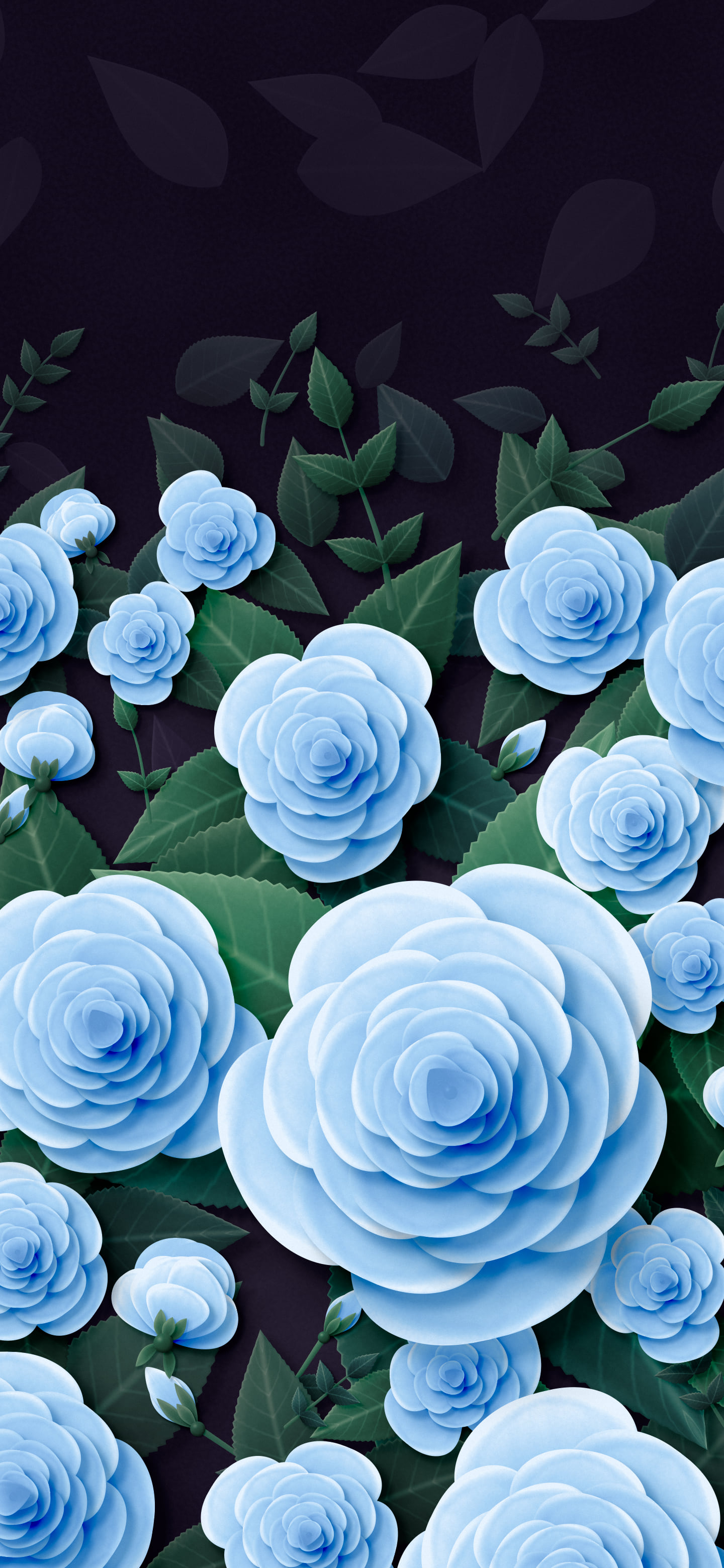 Light Blue Paper Roses wallpaper for iPhone and Android