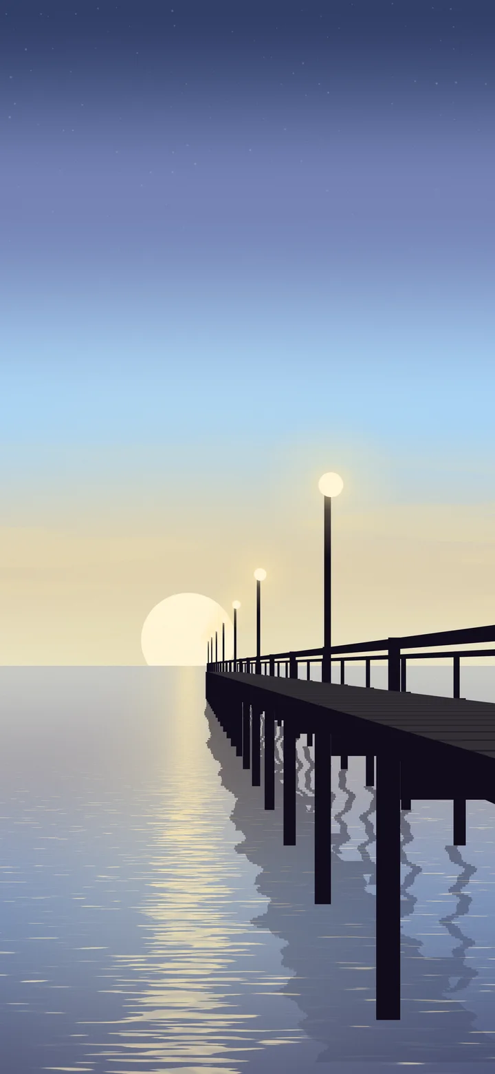 Light Blue Pier Sunset wallpaper for iPhone and Android