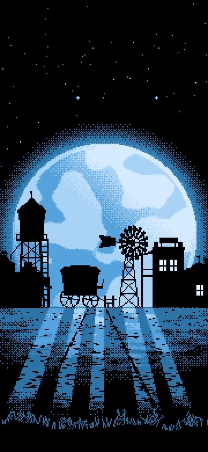 Light Blue Pixel Art Old West Town wallpaper for iPhone and Android