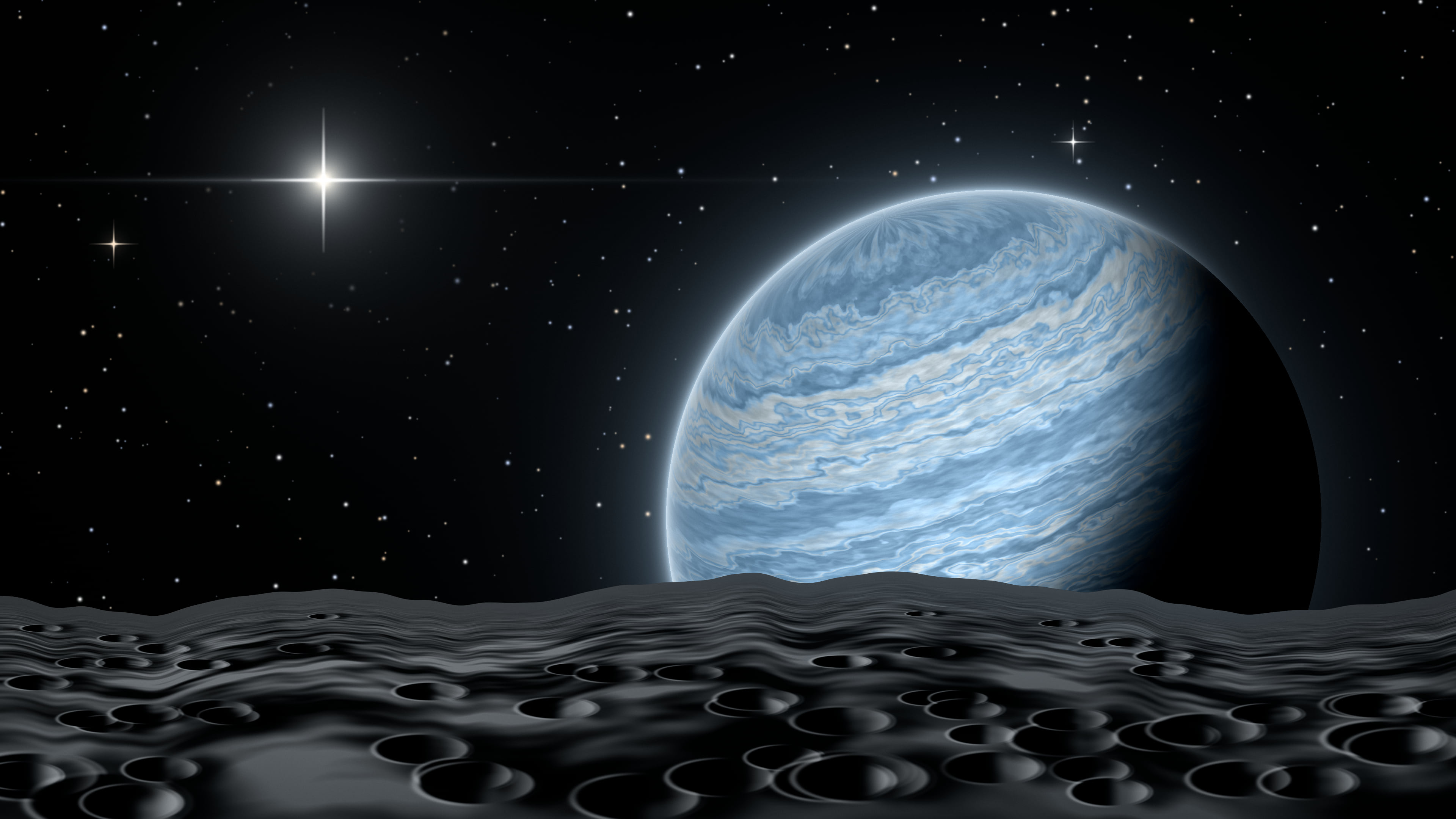 Light Blue Planet Rise desktop wallpaper in 4K