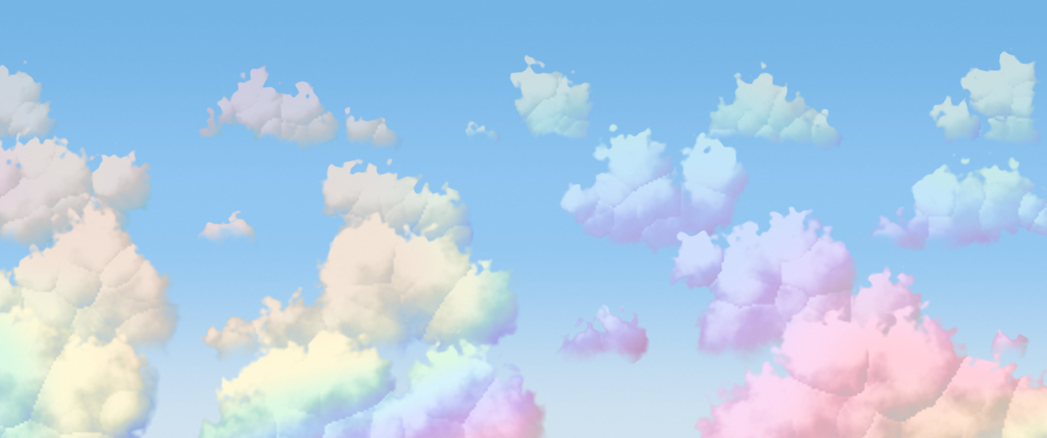 Light Blue Rainbow Clouds ultrawide wallpaper, 3440 × 1440