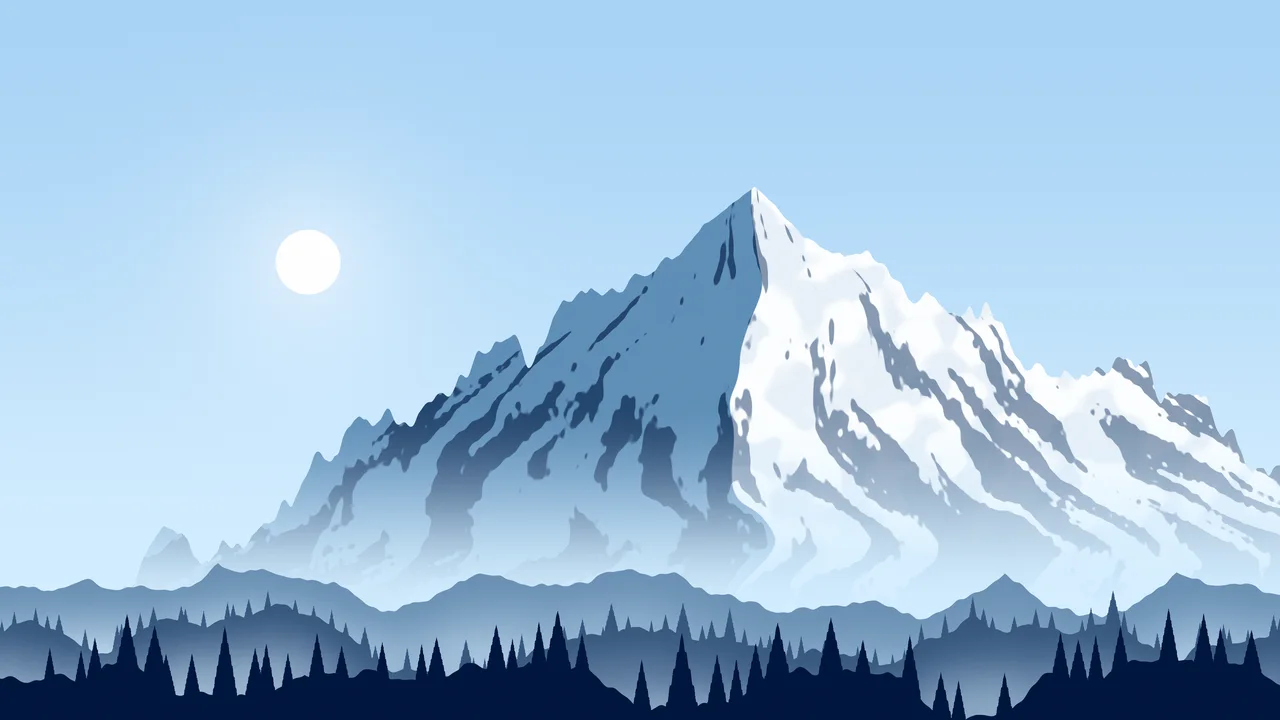 Light Blue Snowy Mountain Peak desktop wallpaper in 4K