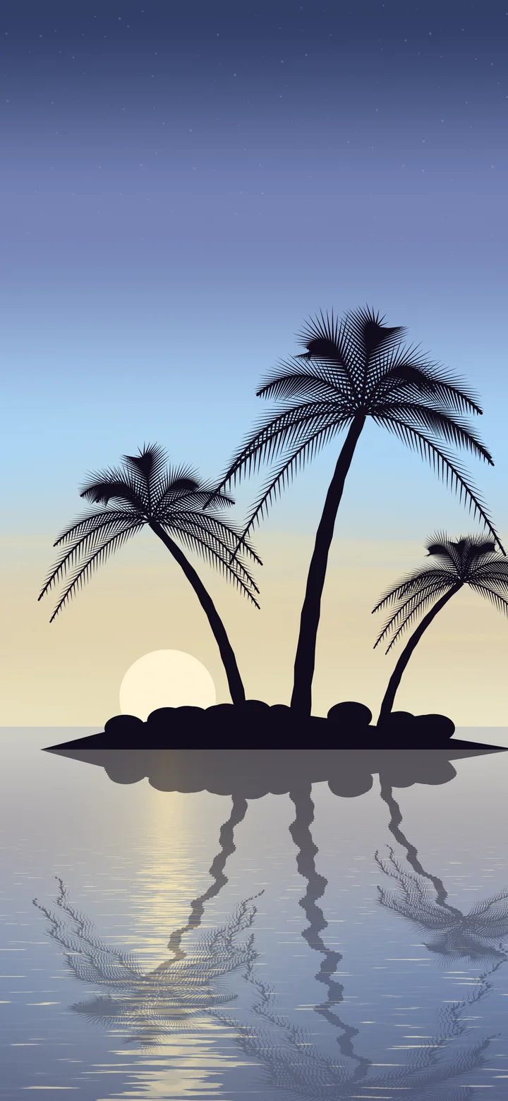 Light Blue Tropical Island Sunset wallpaper for iPhone and Android