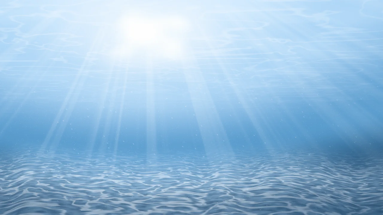 Light Blue Underwater Sun Rays desktop wallpaper in 4K