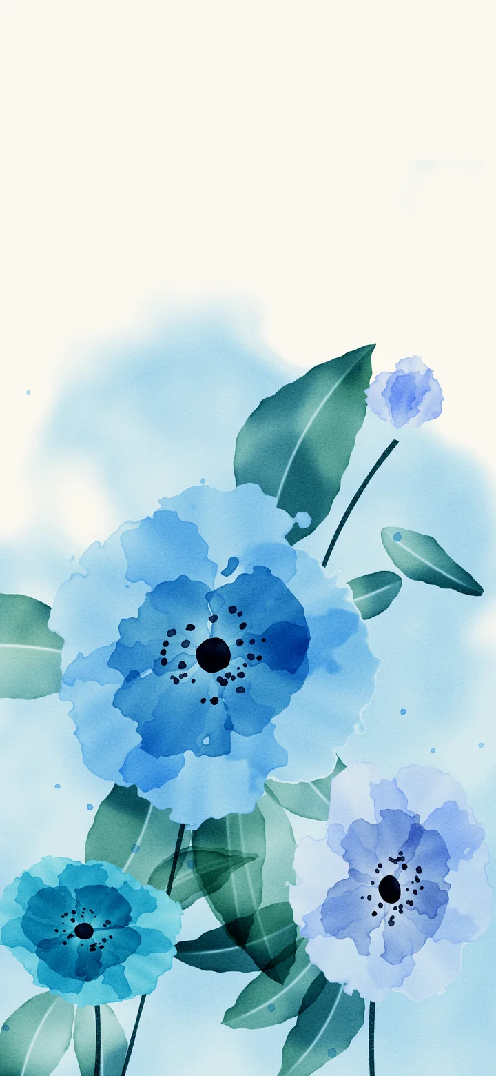 Light Blue Watercolor Flowers wallpaper for iPhone and Android