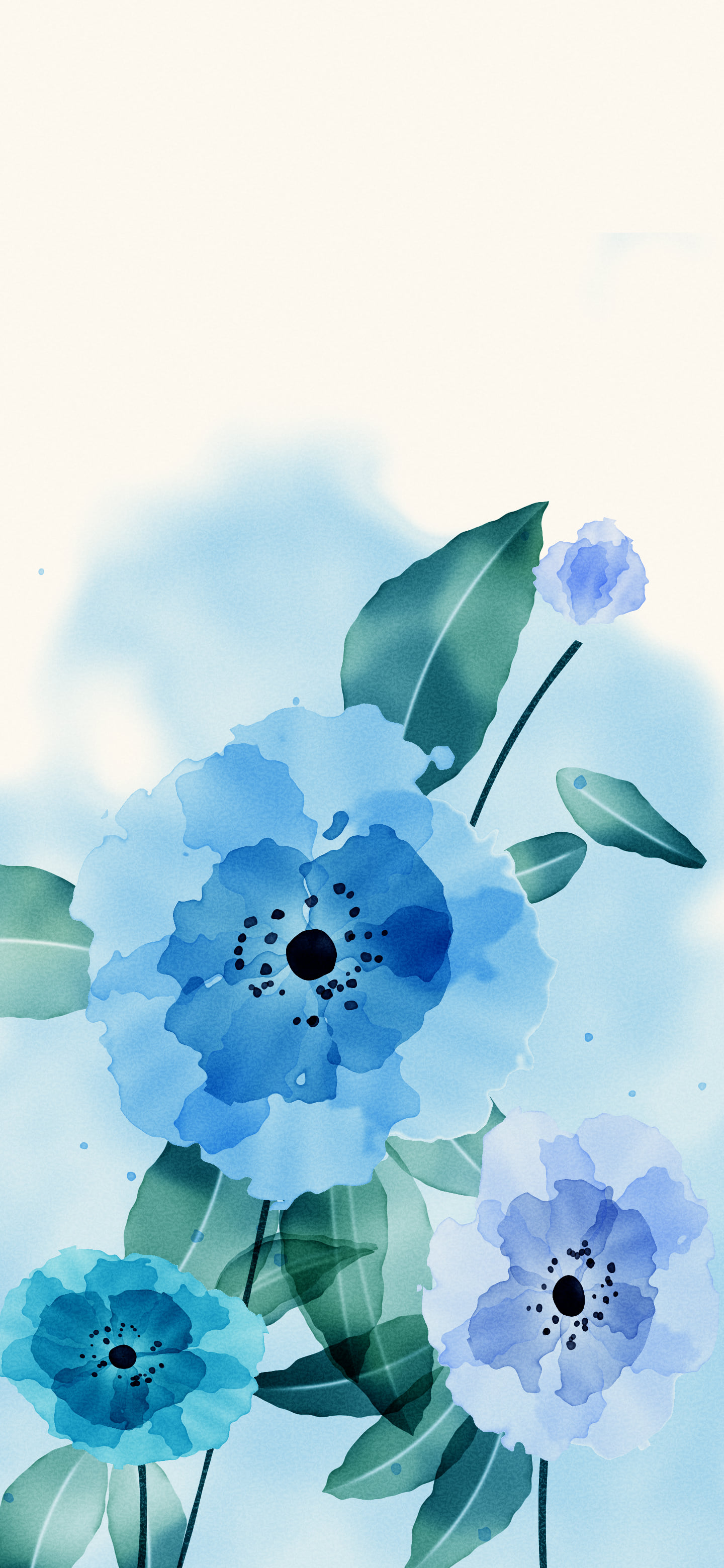 Light Blue Watercolor Flowers wallpaper for iPhone and Android