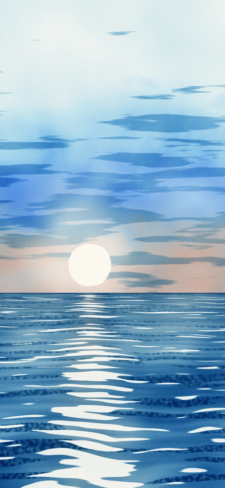 Light Blue Watercolor Ocean Sunset wallpaper for iPhone and Android