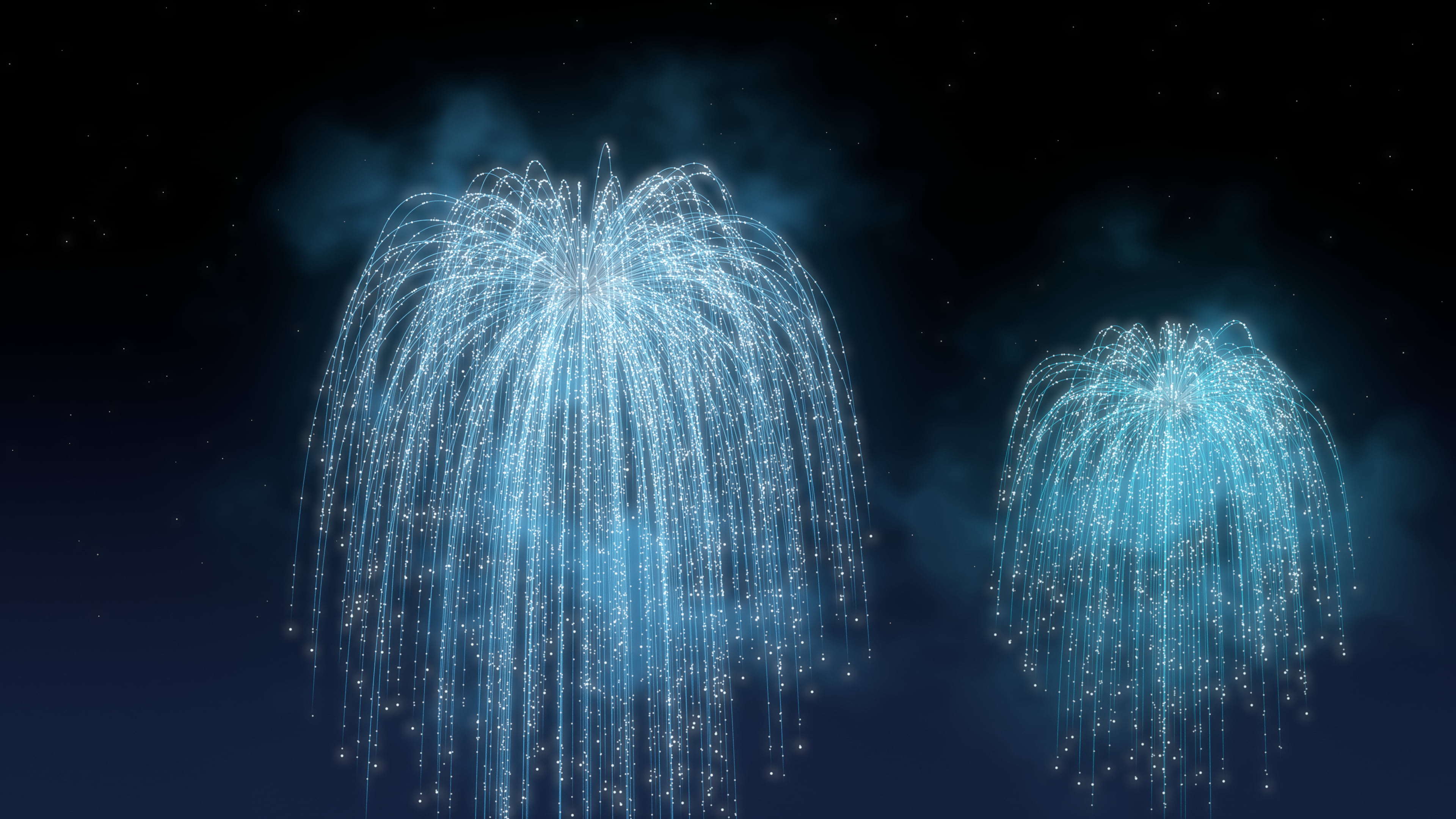 Light Blue Willow Fireworks desktop wallpaper in 4K