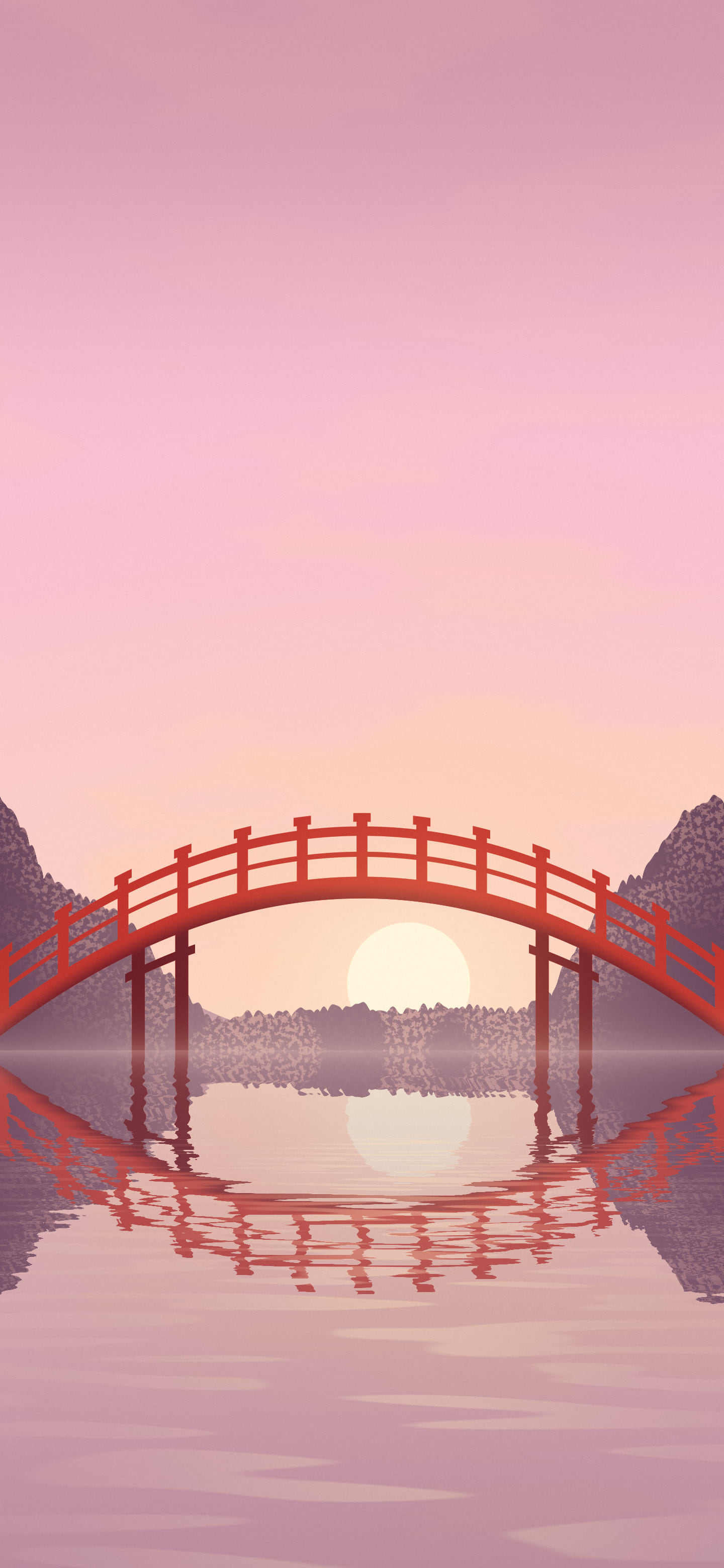 Light Pink Japanese Garden Bridge wallpaper for iPhone and Android