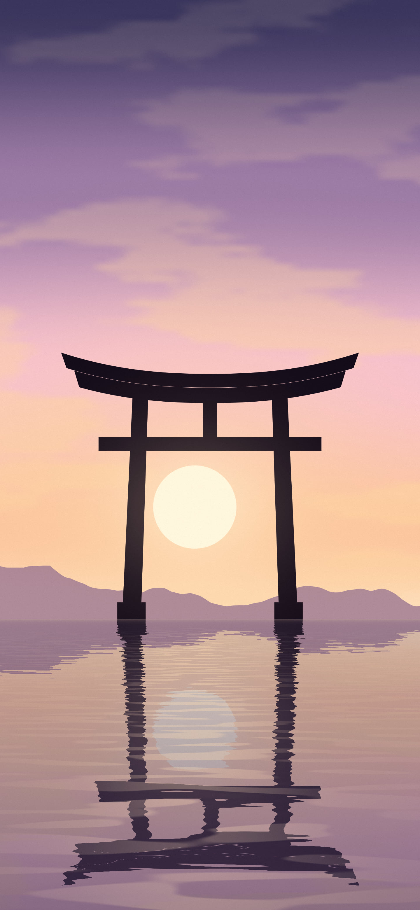 Light Pink Japanese Torii Gate Sunset wallpaper for iPhone and Android