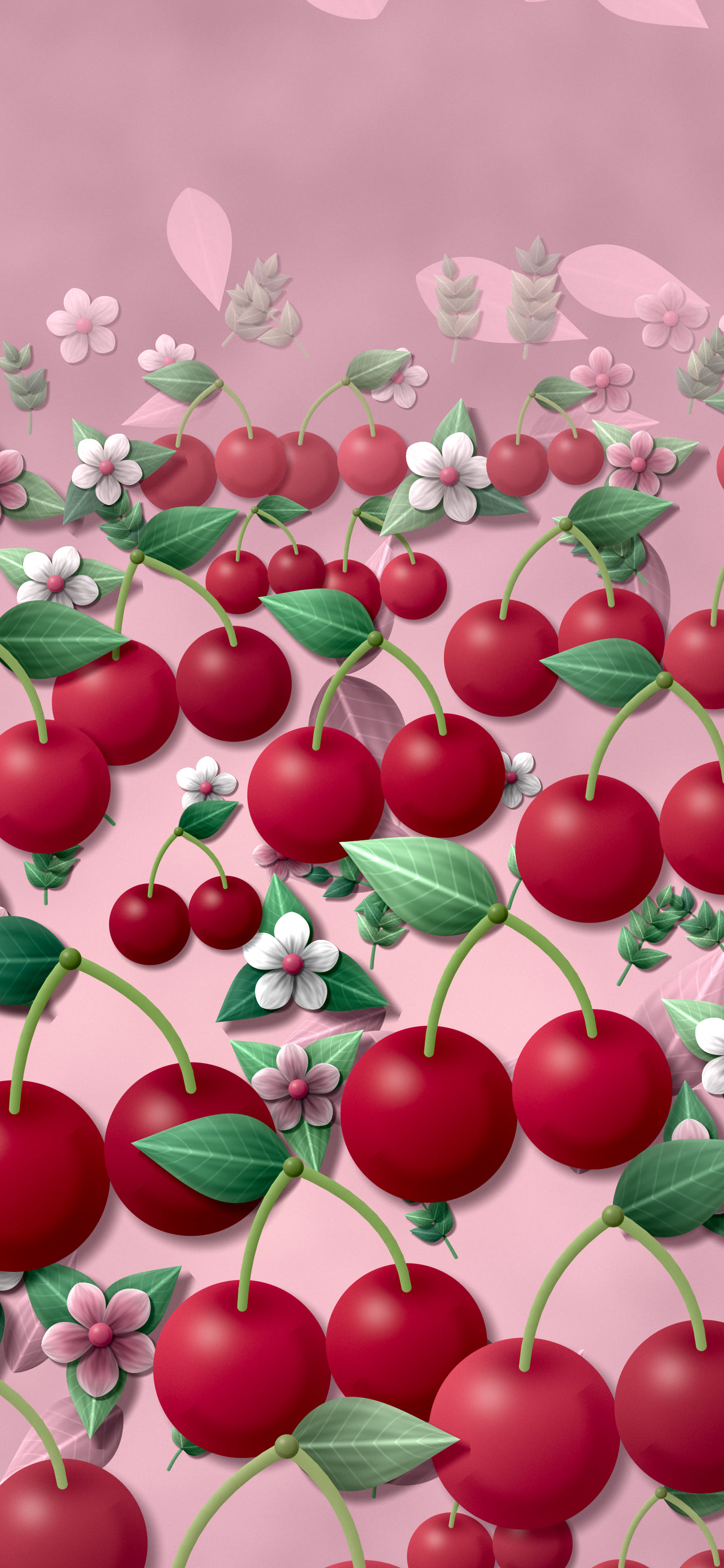 Light Pink Paper Cherry Pattern wallpaper for iPhone and Android