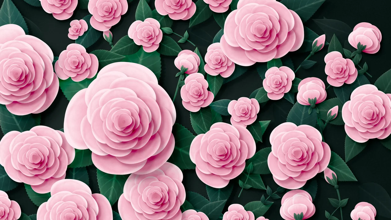 Light Pink Paper Roses desktop wallpaper in 4K