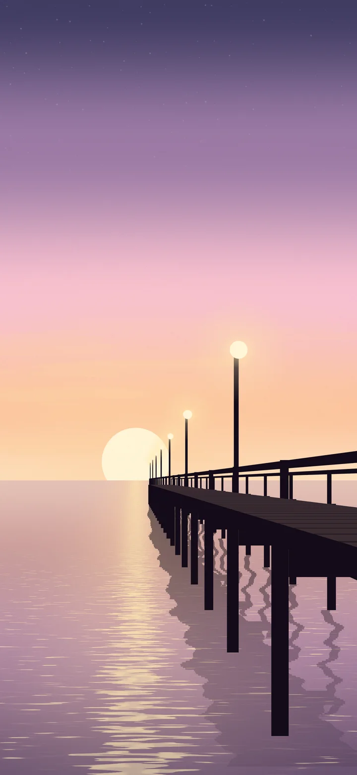 Light Pink Pier Sunset wallpaper for iPhone and Android