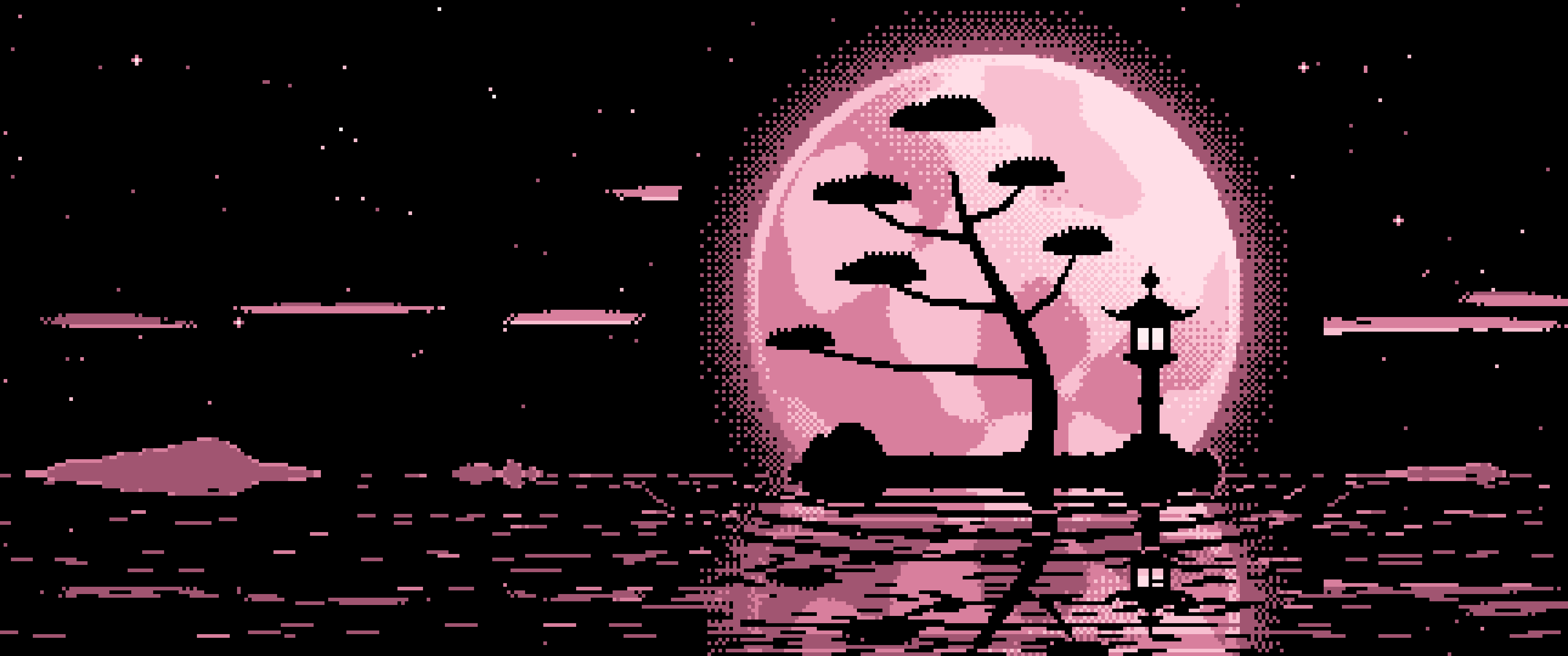 Light Pink Pixel Art Zen Stone Lantern and Full Moon ultrawide wallpaper, 3440 × 1440