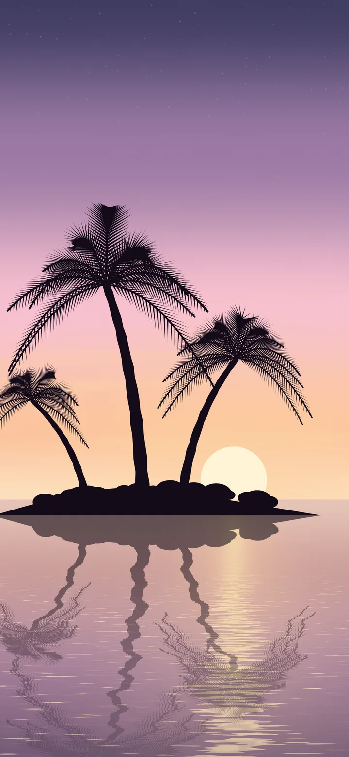 Light Pink Tropical Island Sunset wallpaper for iPhone and Android