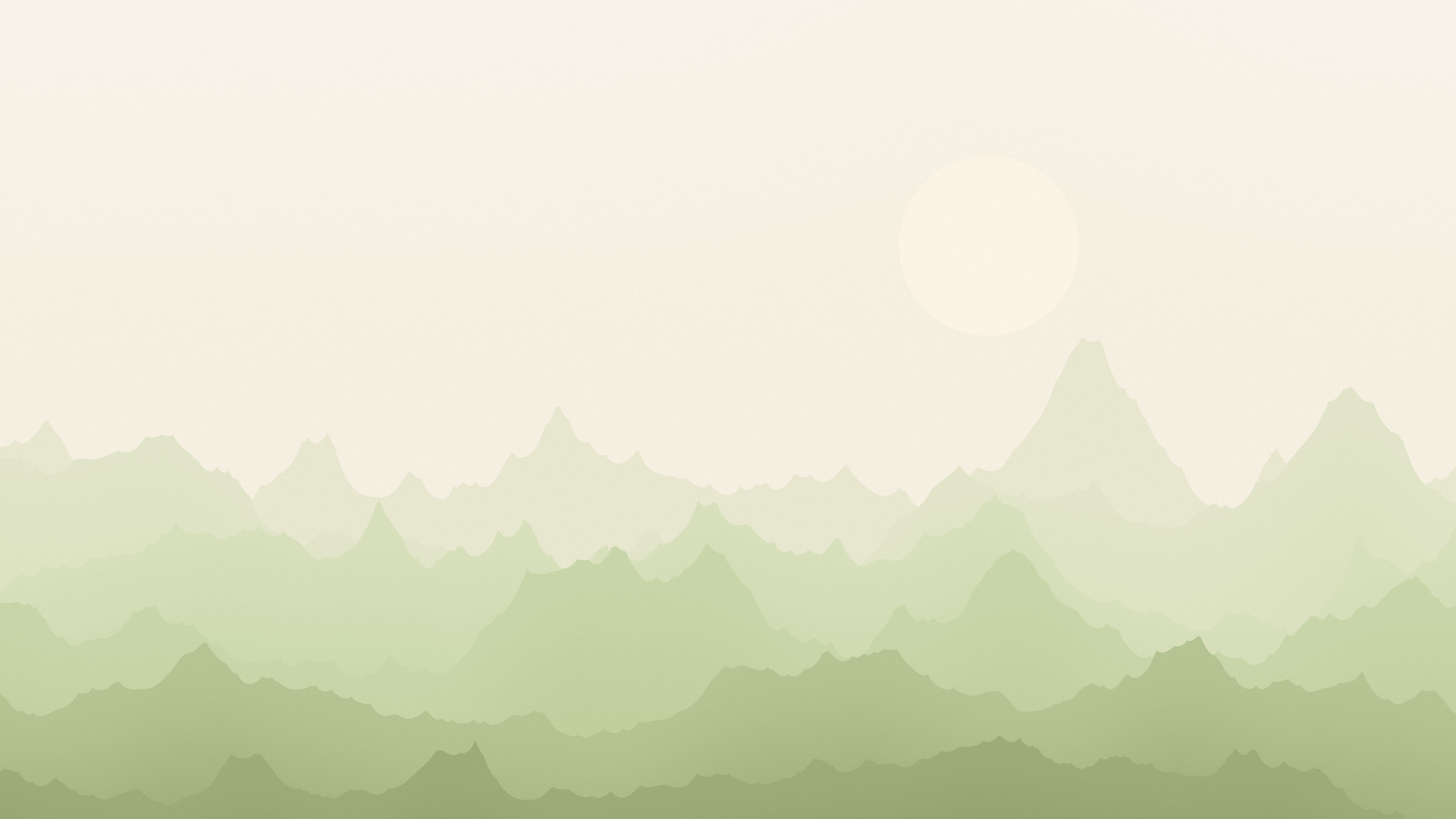 Matcha Minimalist Mountain Landscape desktop wallpaper in 4K