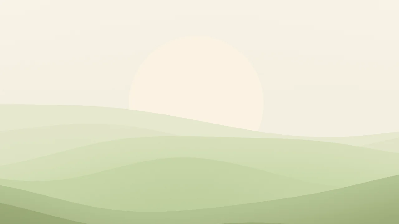 Matcha Minimalist Sunset Hills desktop wallpaper in 4K