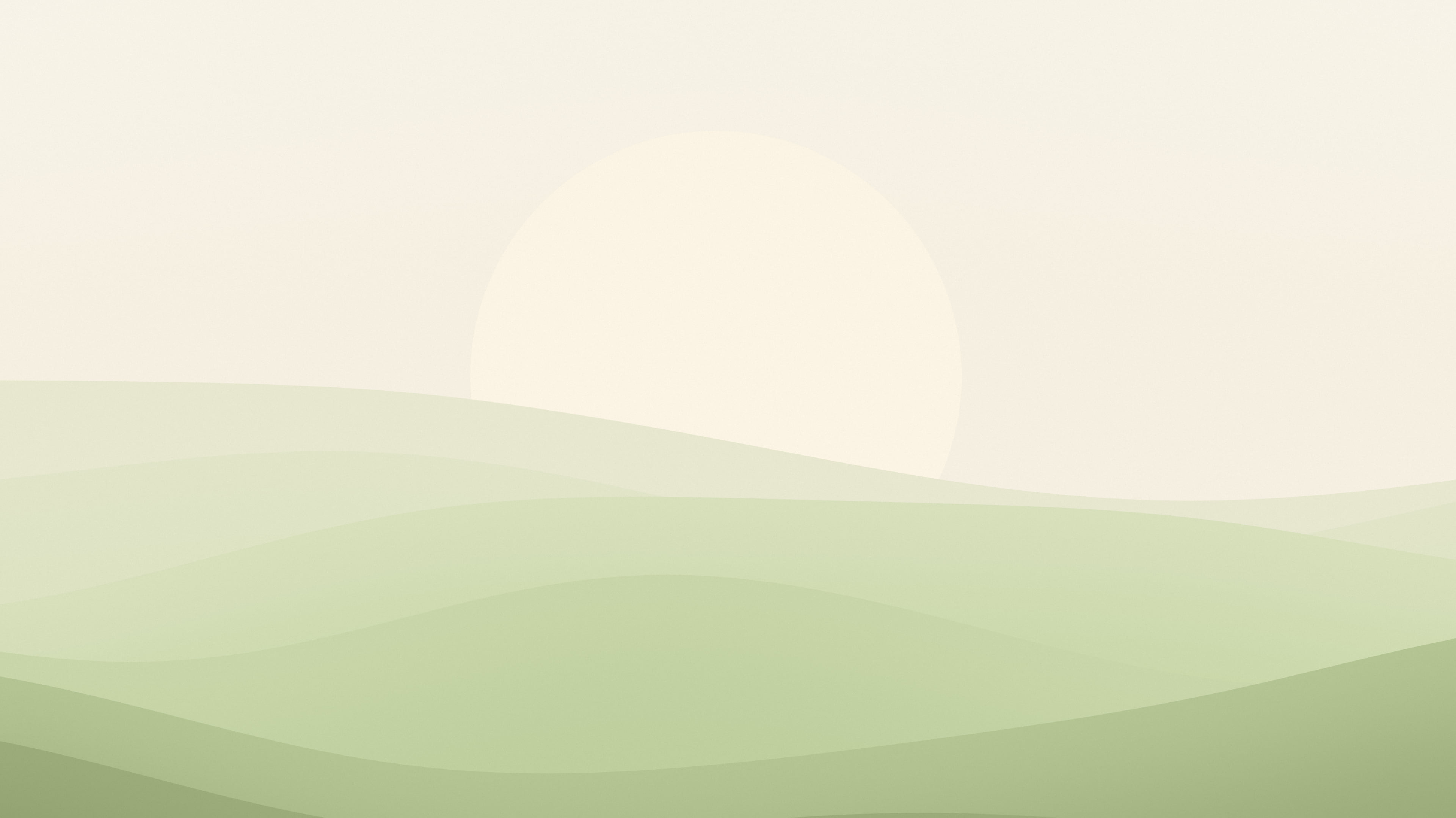 Matcha Minimalist Sunset Hills desktop wallpaper in 4K