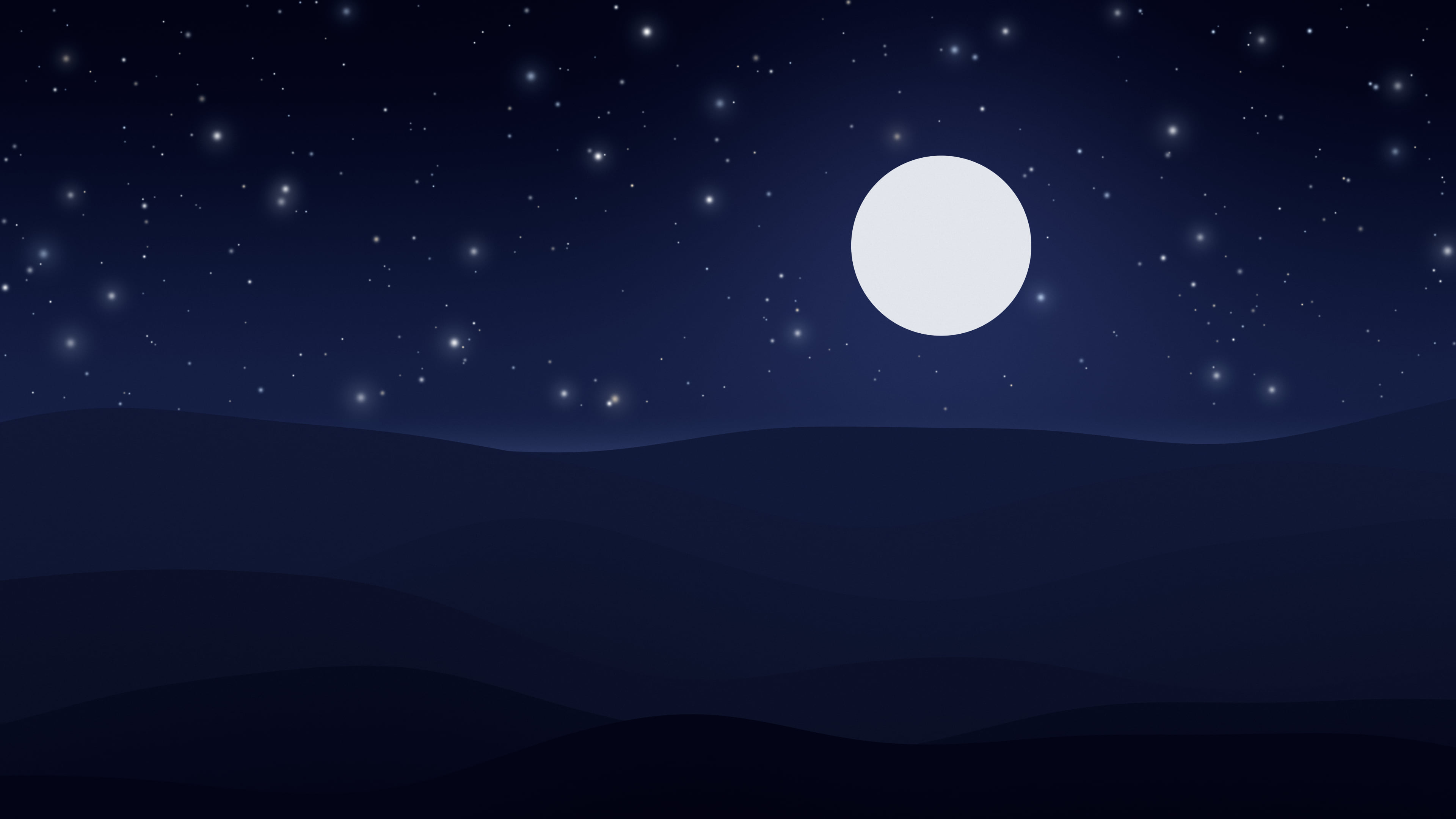 Midnight Blue Minimalist Desert Dunes desktop wallpaper in 4K