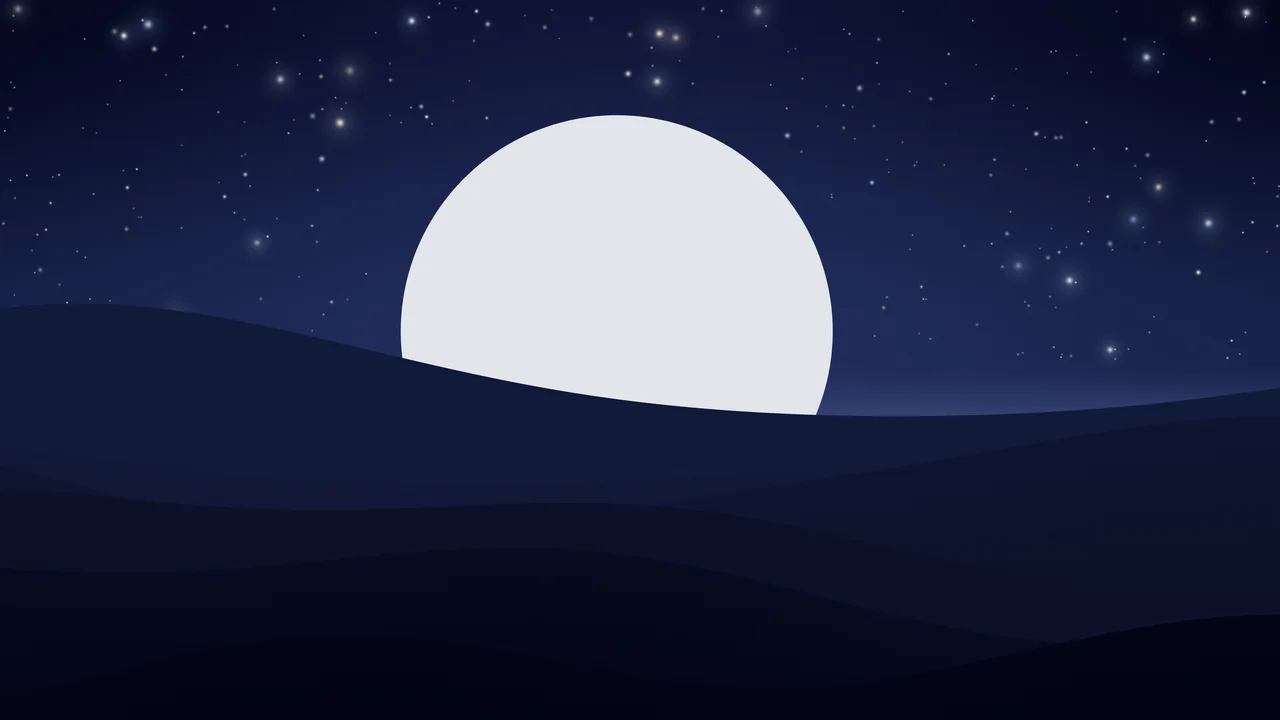 Midnight Blue Minimalist Sunset Hills desktop wallpaper in 4K