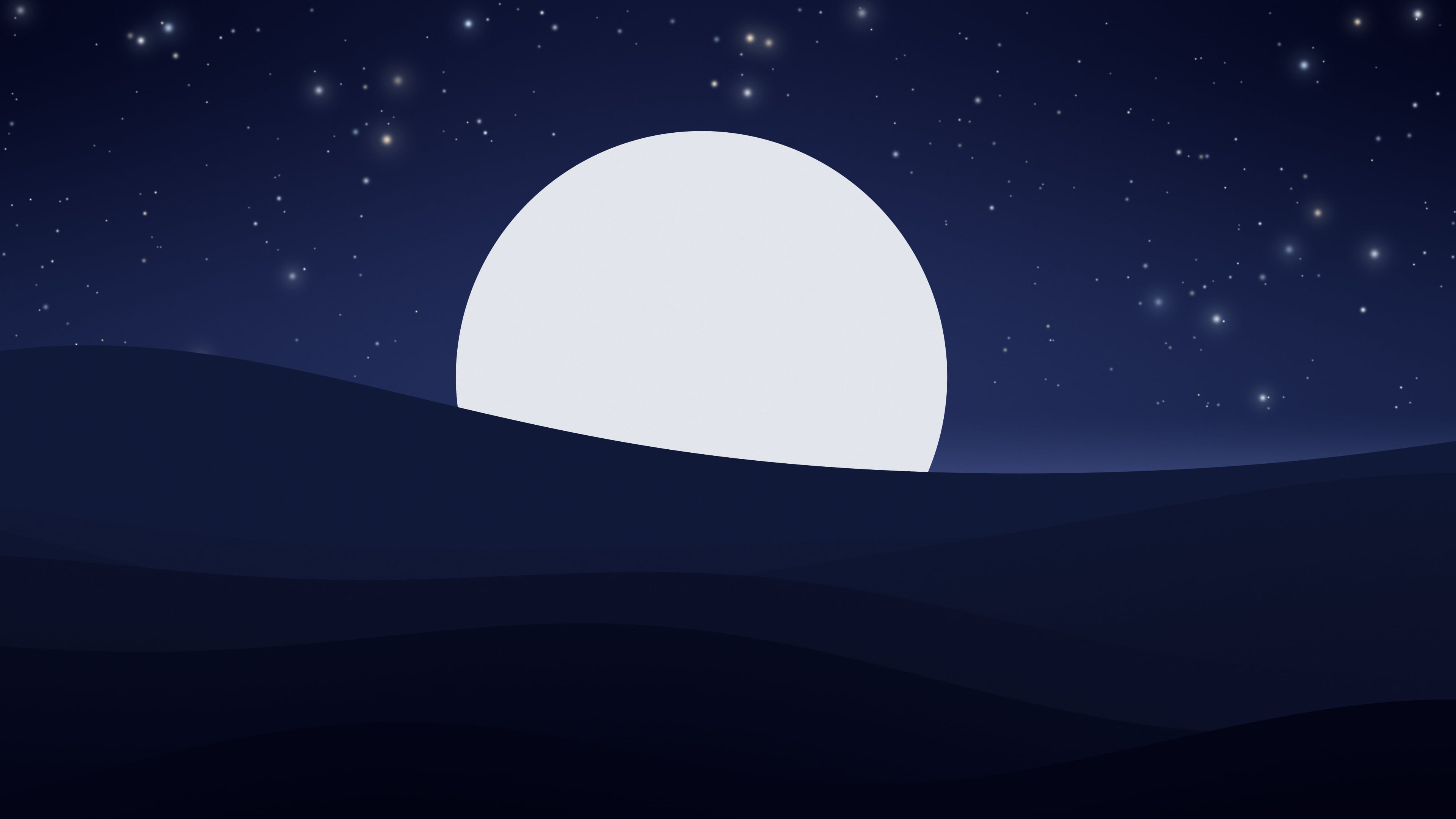 Midnight Blue Minimalist Sunset Hills desktop wallpaper in 4K