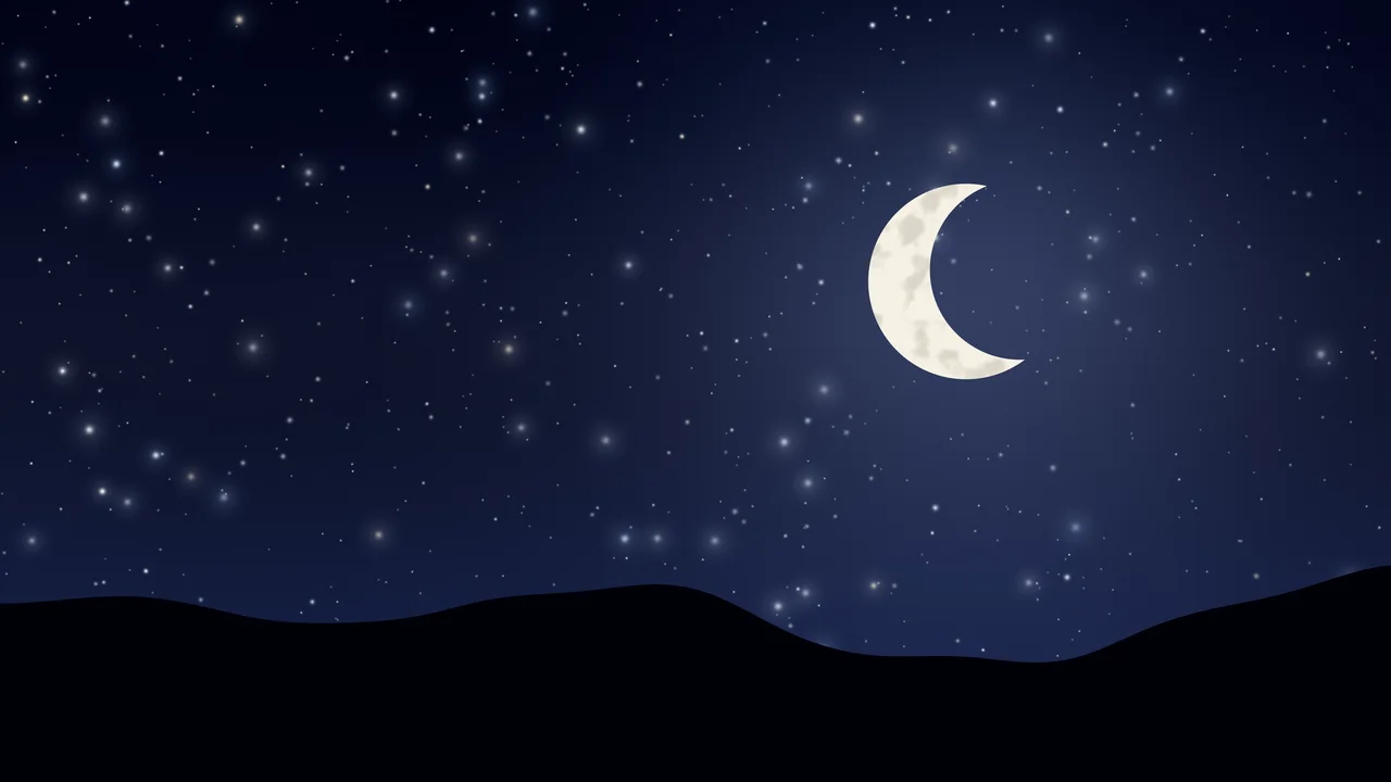 Midnight Blue Moon and Stars Night Sky desktop wallpaper in 4K