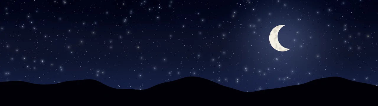 Midnight Blue Moon and Stars Night Sky dual monitor wallpaper, 7680 × 2160