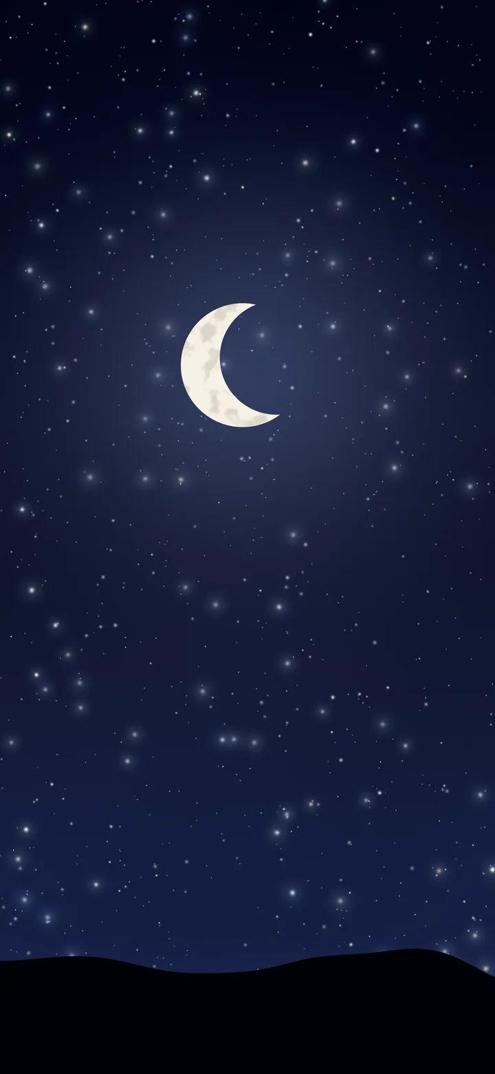 Midnight Blue Moon and Stars Night Sky wallpaper for iPhone and Android