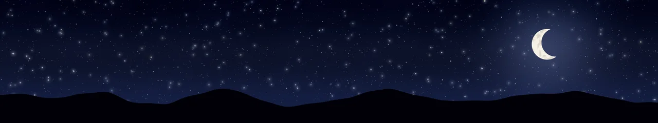 Midnight Blue Moon and Stars Night Sky triple monitor wallpaper, 7680 × 1440