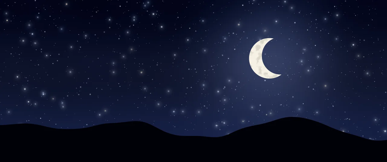 Midnight Blue Moon and Stars Night Sky ultrawide wallpaper, 3440 × 1440
