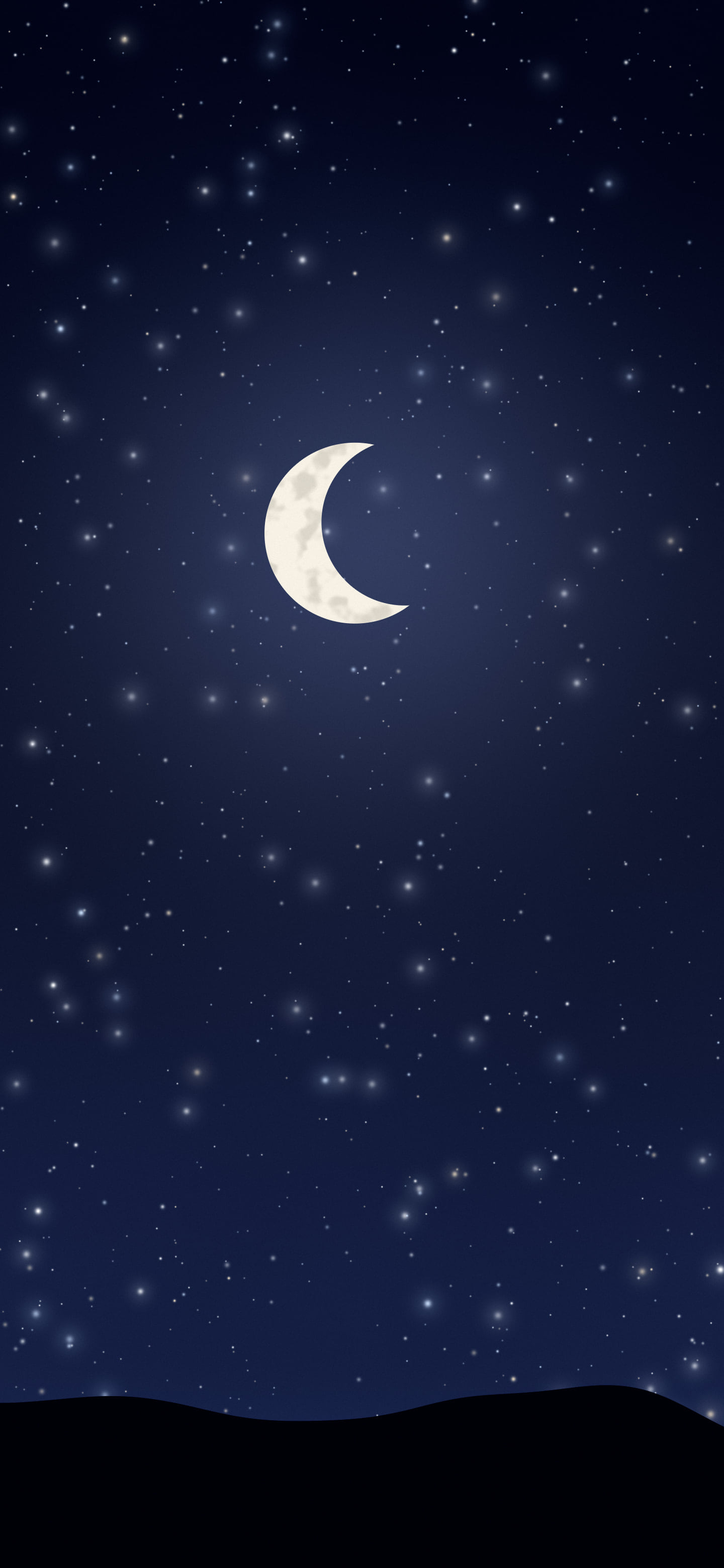 Midnight Blue Moon and Stars Night Sky wallpaper for iPhone and Android