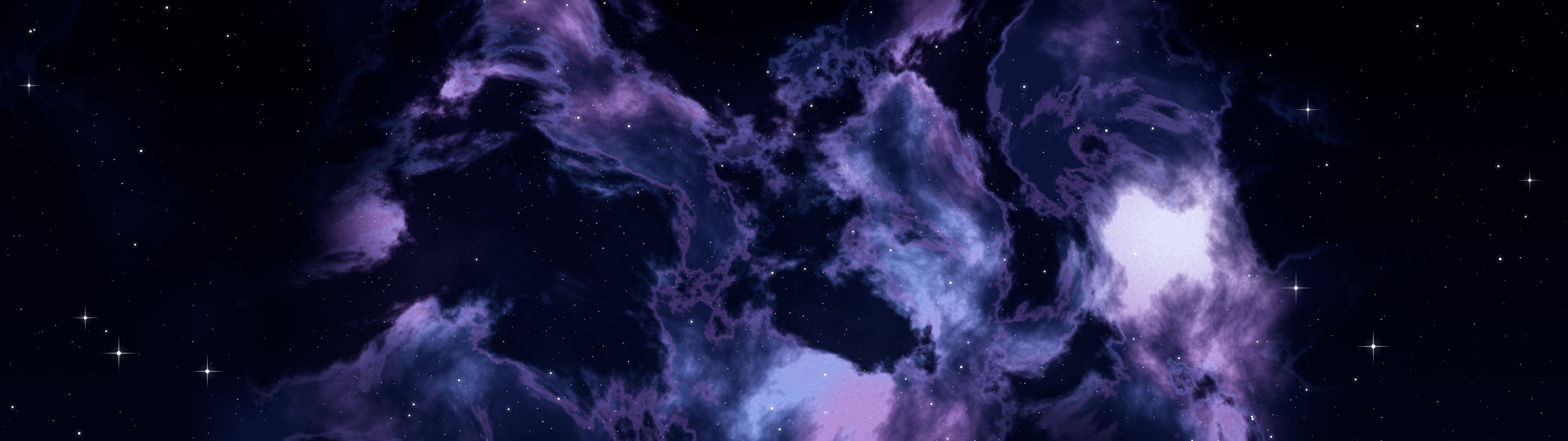 Midnight Blue Nebula dual monitor wallpaper, 7680 × 2160