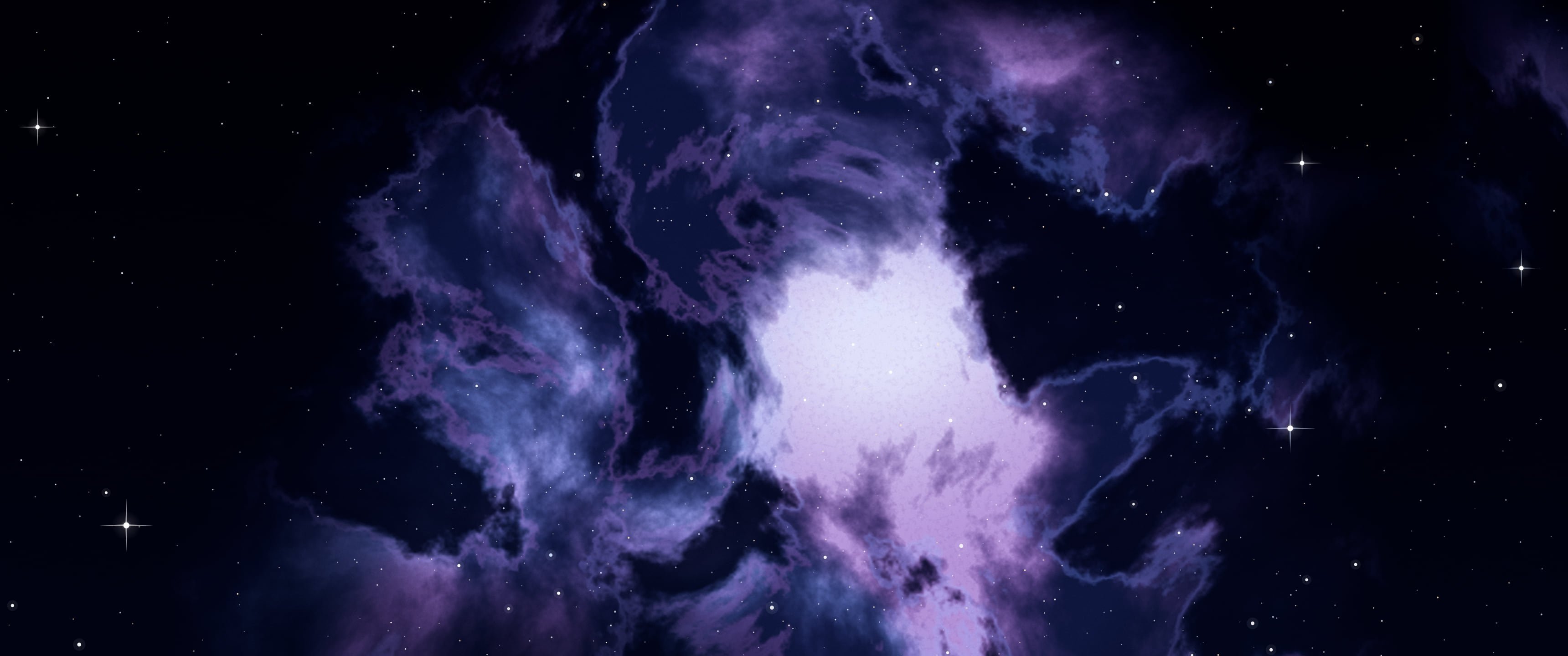 Midnight Blue Nebula ultrawide wallpaper, 3440 × 1440