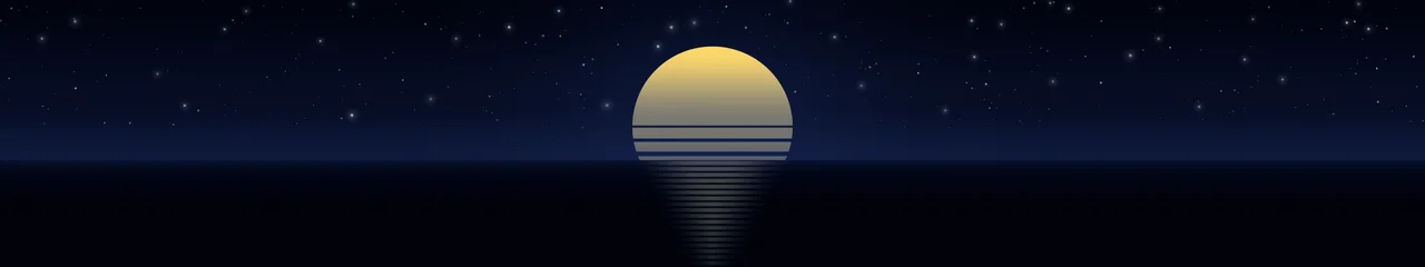Midnight Blue Retro Striped Sun triple monitor wallpaper, 7680 × 1440