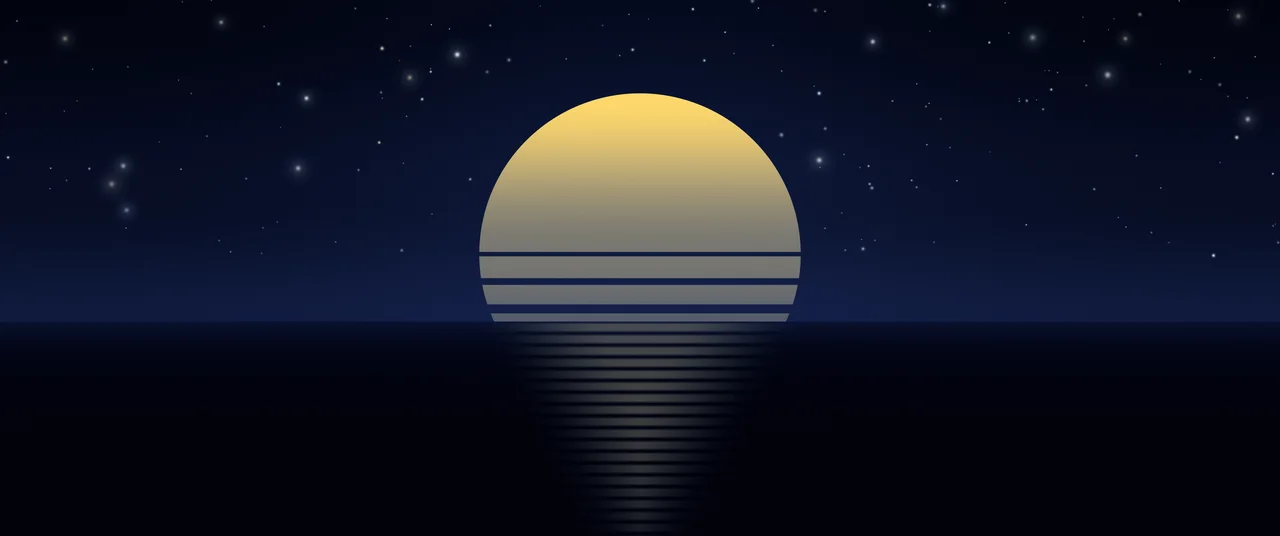Midnight Blue Retro Striped Sun ultrawide wallpaper, 3440 × 1440