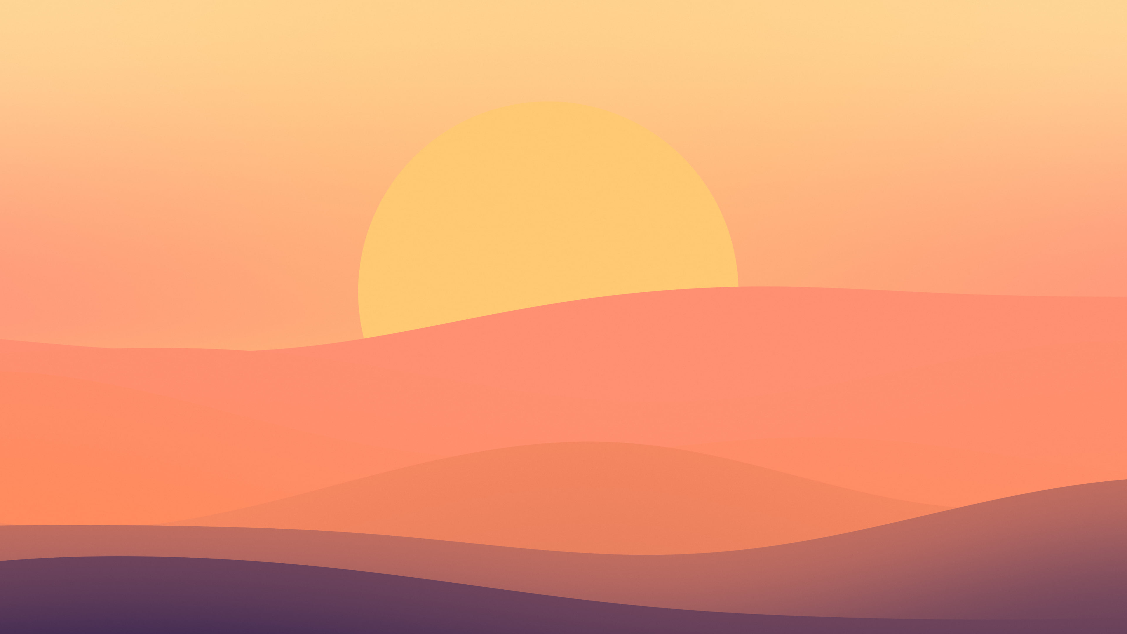 Minimalist Sunset Hills desktop wallpaper in 4K
