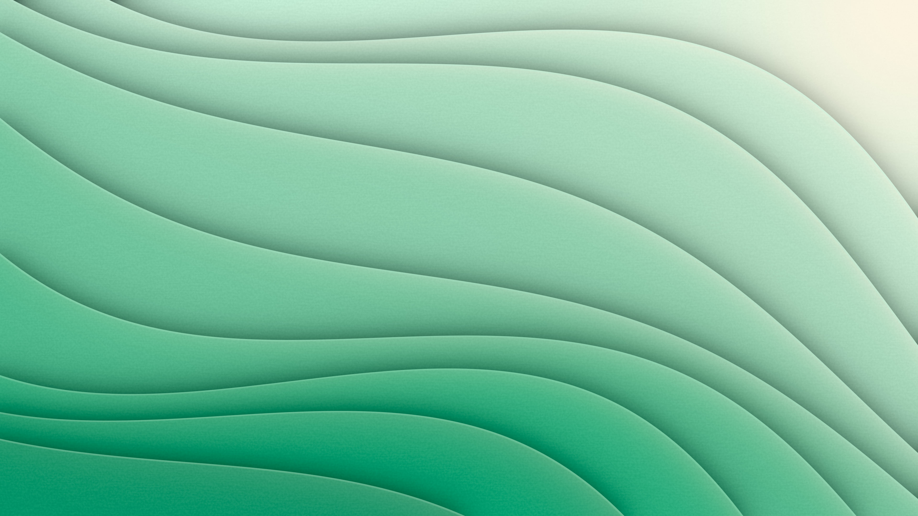 Mint 3D Paper Cut Abstract Curves desktop wallpaper in 4K