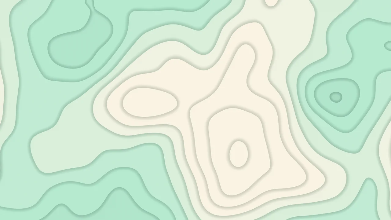 Mint and Cream Layered Topographic desktop wallpaper in 4K