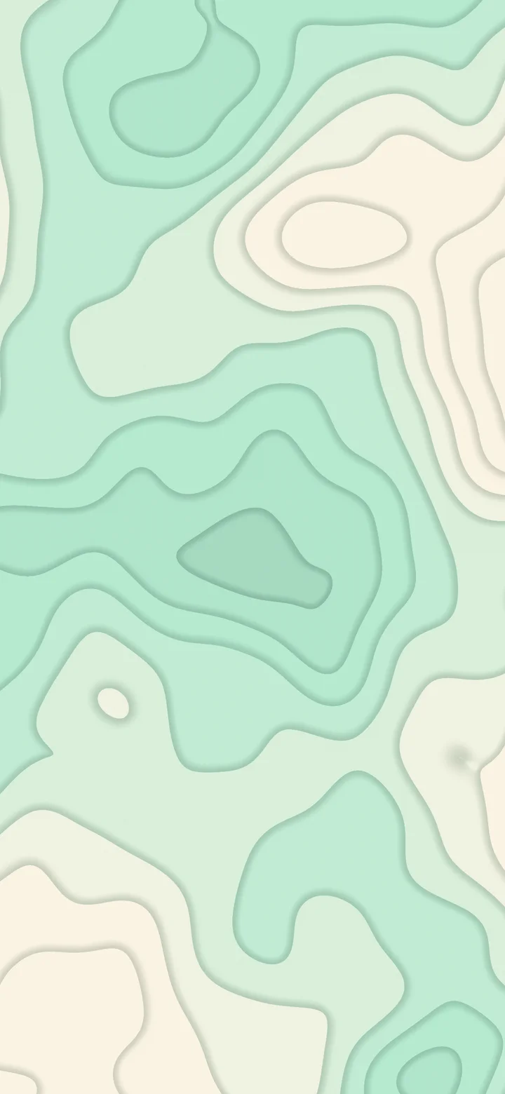 Mint and Cream Layered Topographic wallpaper for iPhone and Android