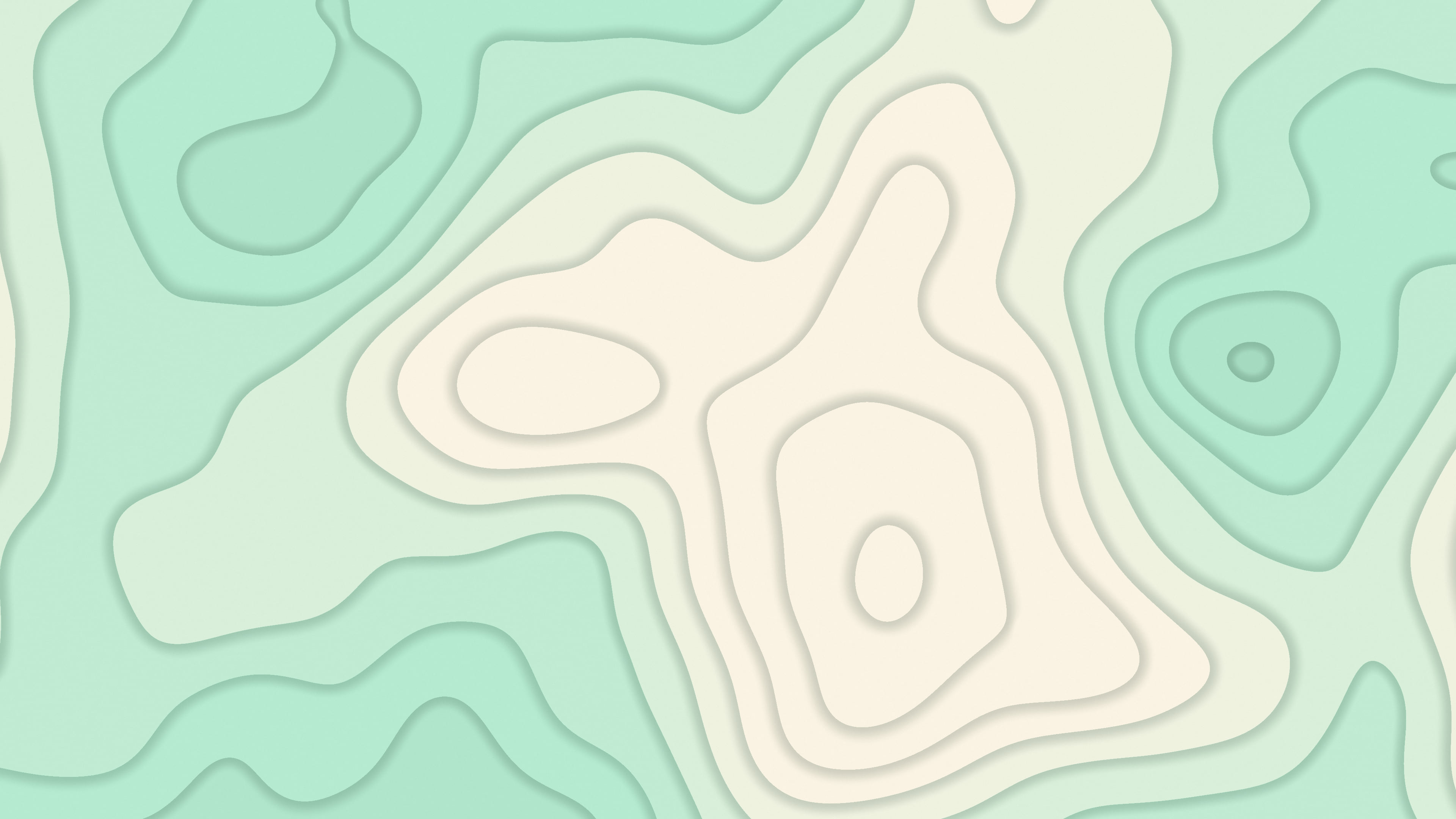 Mint and Cream Layered Topographic desktop wallpaper in 4K