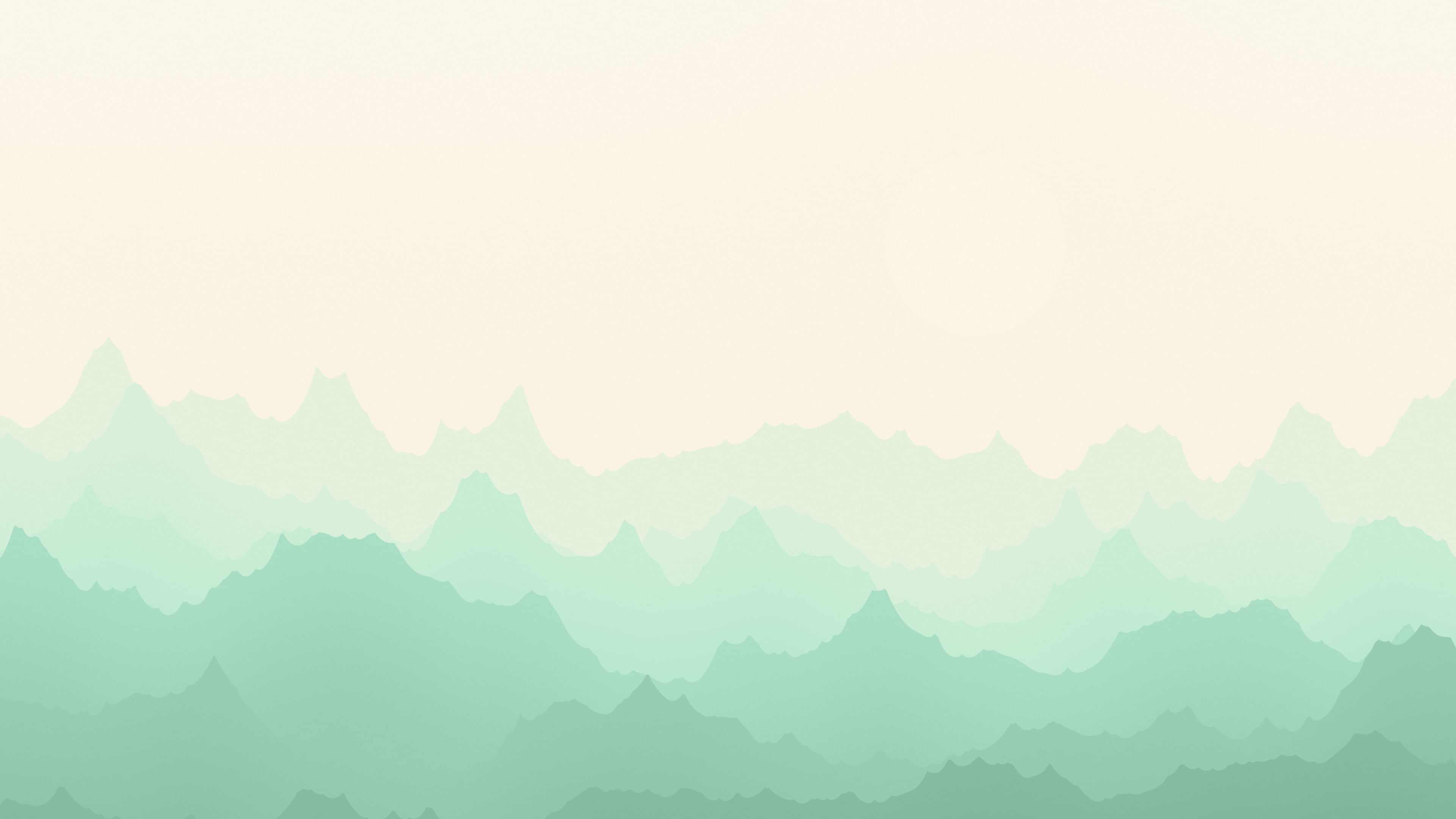 Mint and Cream Minimalist Mountain Landscape desktop wallpaper in 4K