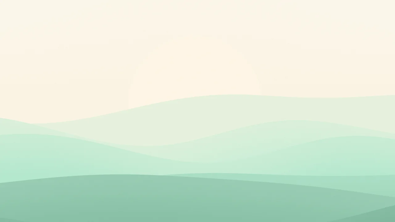 Mint and Cream Minimalist Sunset Hills desktop wallpaper in 4K