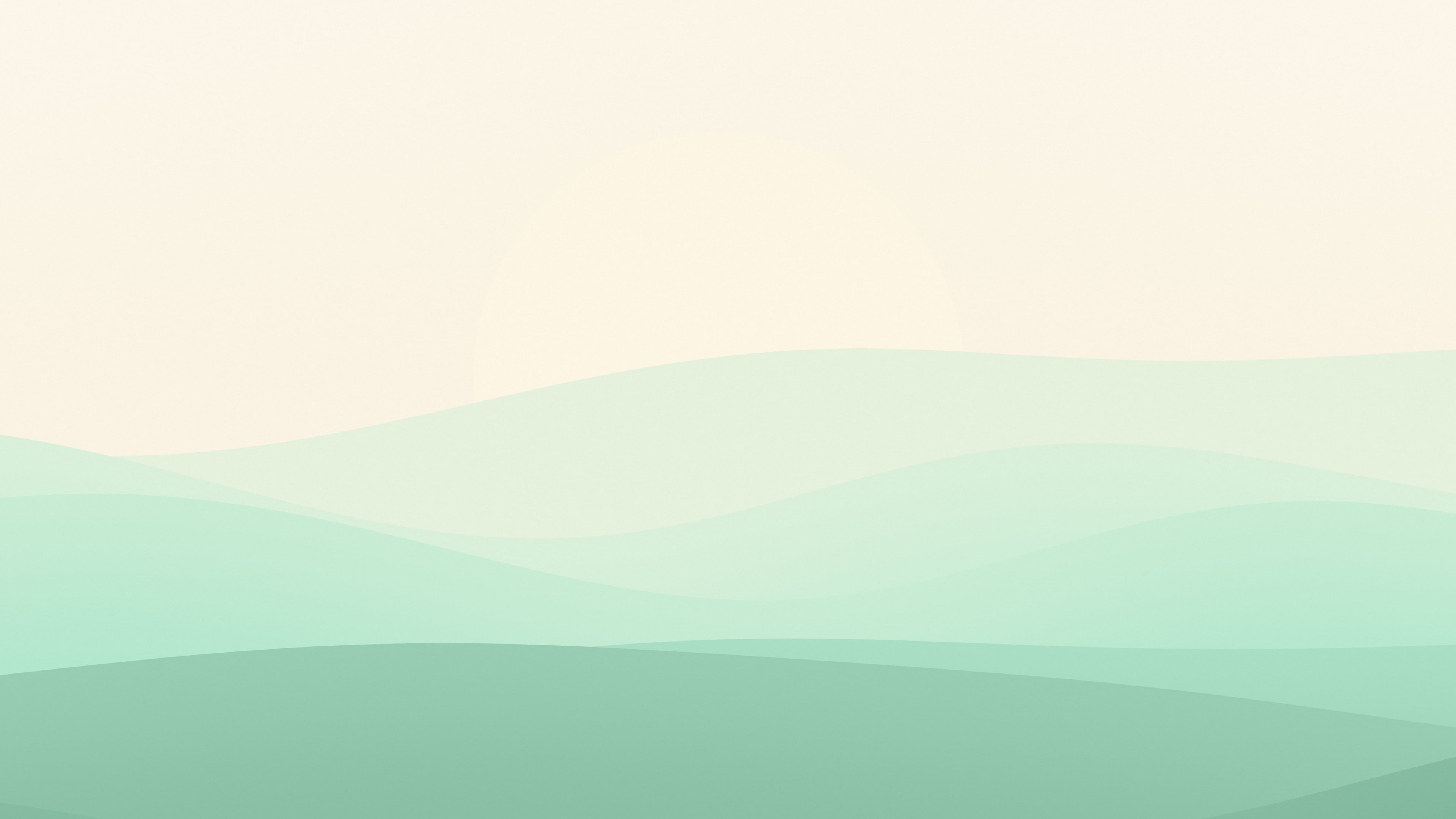 Mint and Cream Minimalist Sunset Hills desktop wallpaper in 4K
