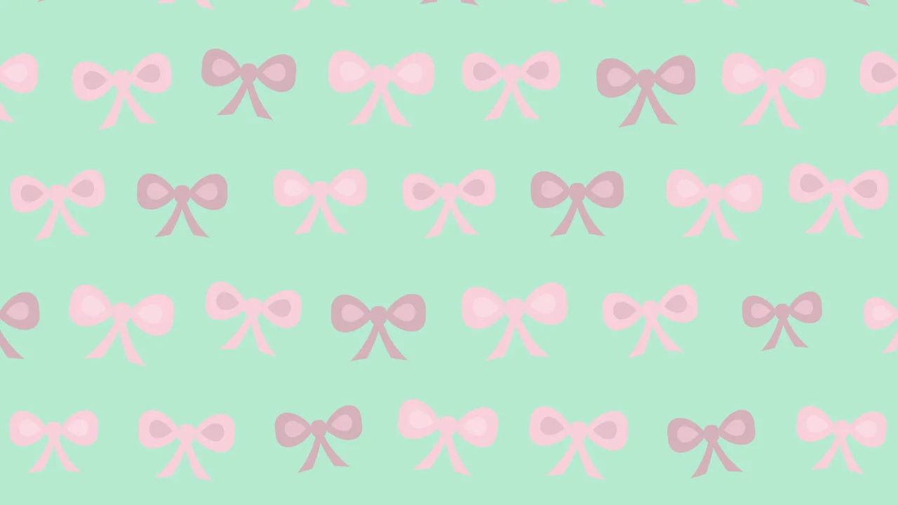 Mint and Pastel Pink Bow Pattern desktop wallpaper in 4K