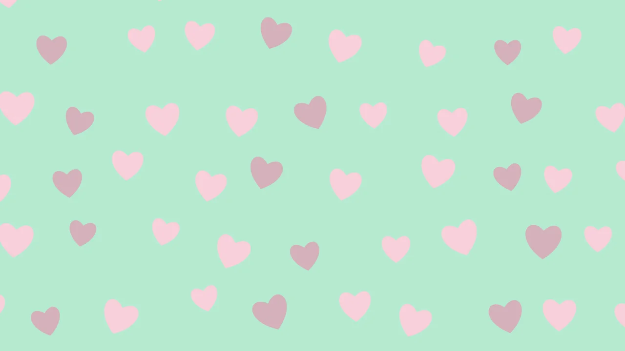 Mint and Pastel Pink Heart Pattern desktop wallpaper in 4K