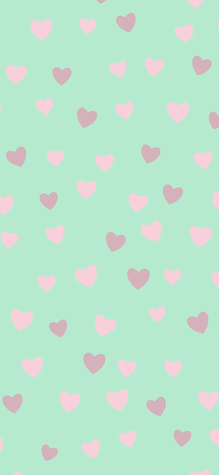 Mint and Pastel Pink Heart Pattern wallpaper for iPhone and Android