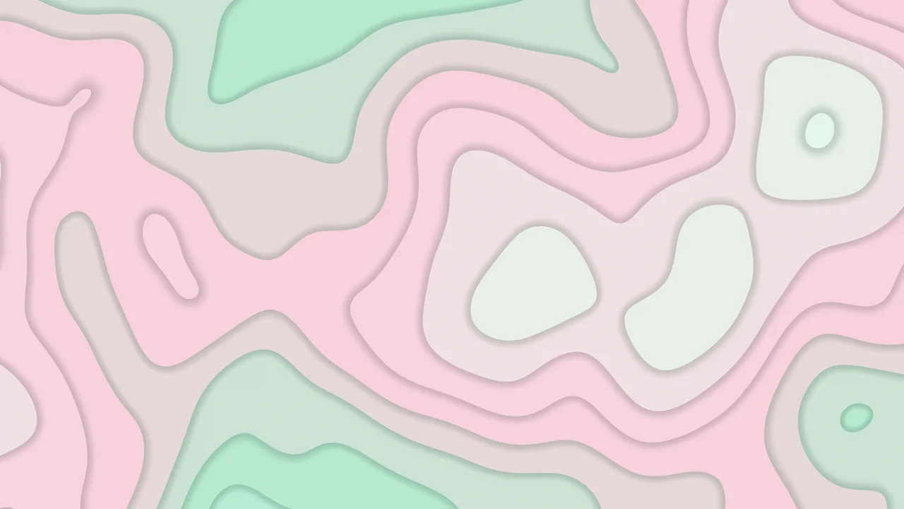 Mint and Pastel Pink Layered Topographic desktop wallpaper in 4K